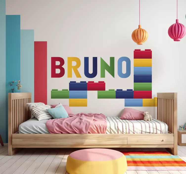 Color blocks name stickers for children's room - TenStickers