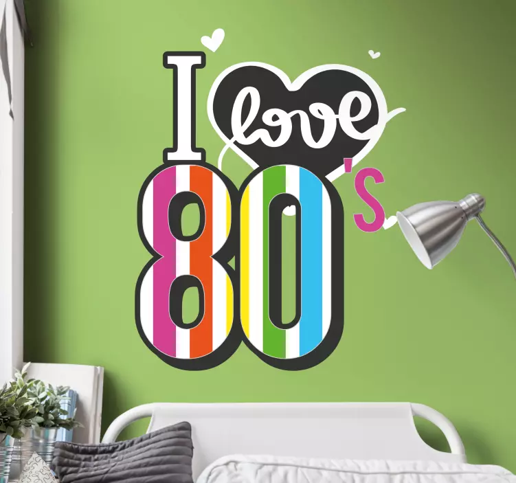 Colorful 80s Love holiday sticker - TenStickers