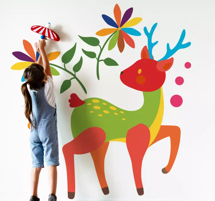 Colorful Deer Art wall sticker - TenStickers