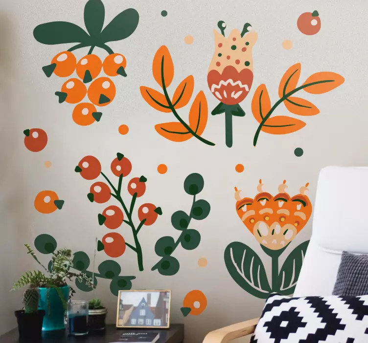 Flower wall sticker colorful floral designs - TenStickers