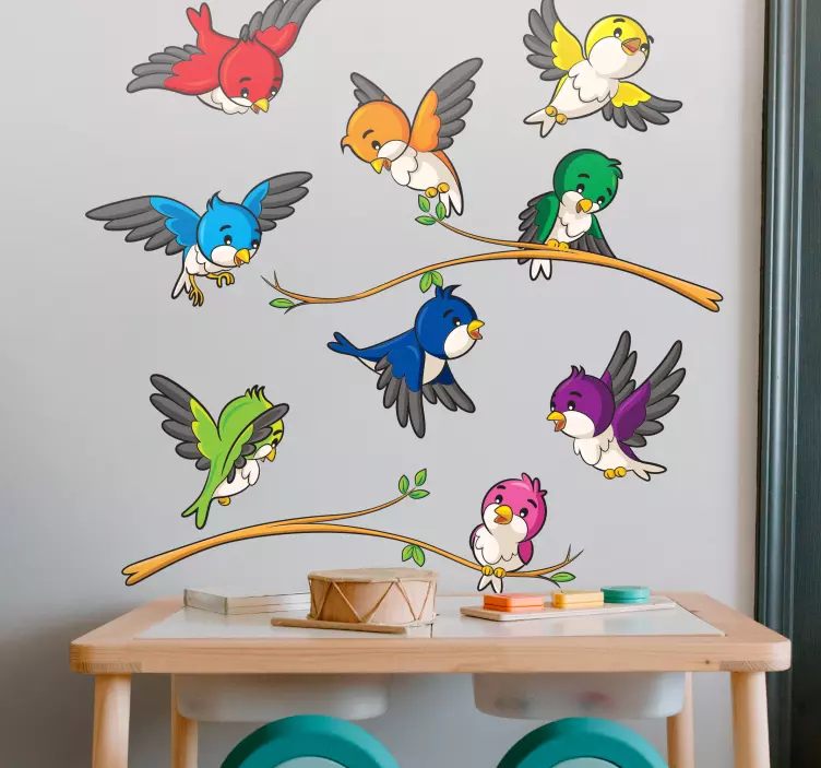 Colorful flying design bird wall sticker - TenStickers