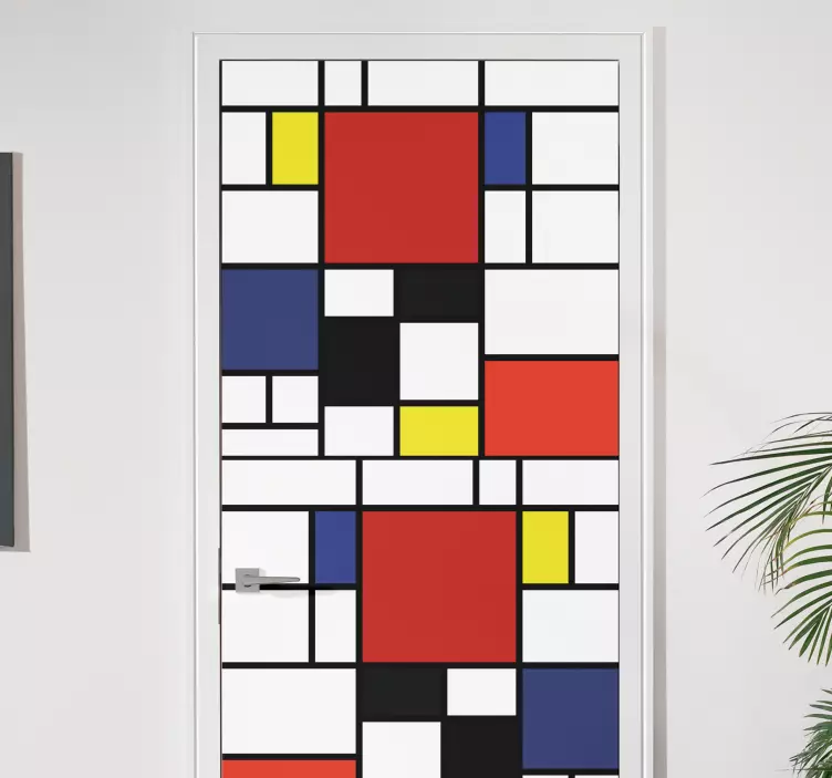 Mondrian geometric blocks door sticker - TenStickers