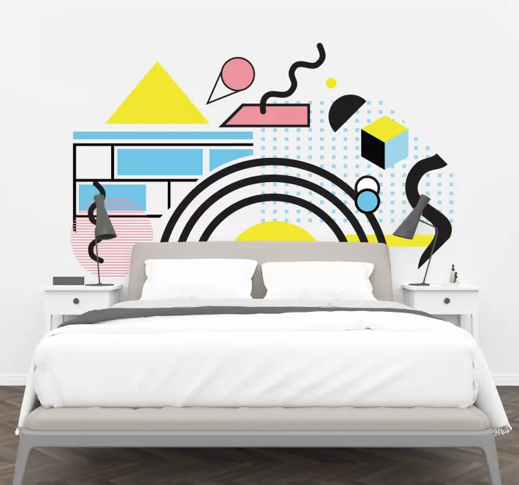 Colorful Geometric Shapes headboard wall sticker - TenStickers