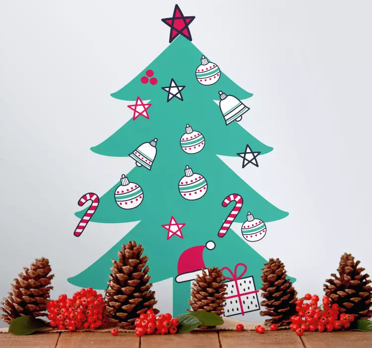 Colorful Holiday Tree Christmas sticker - TenStickers