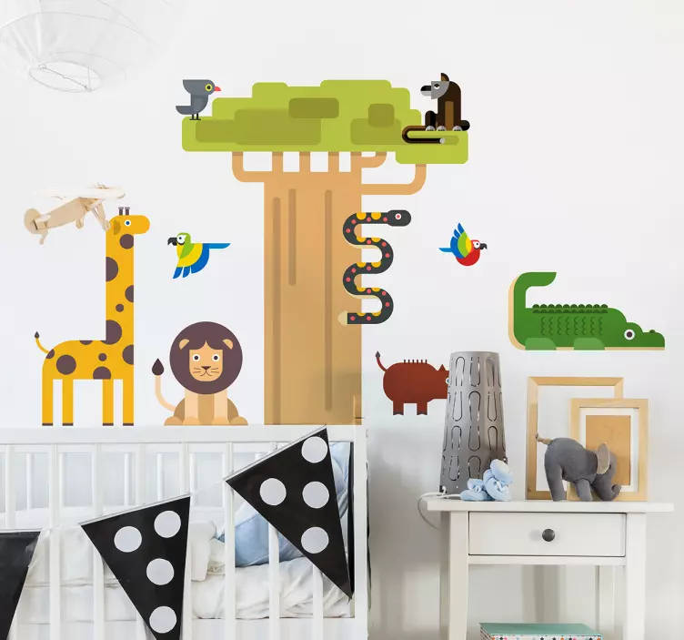 Colorful Jungle Animals wall stickers for kid - TenStickers