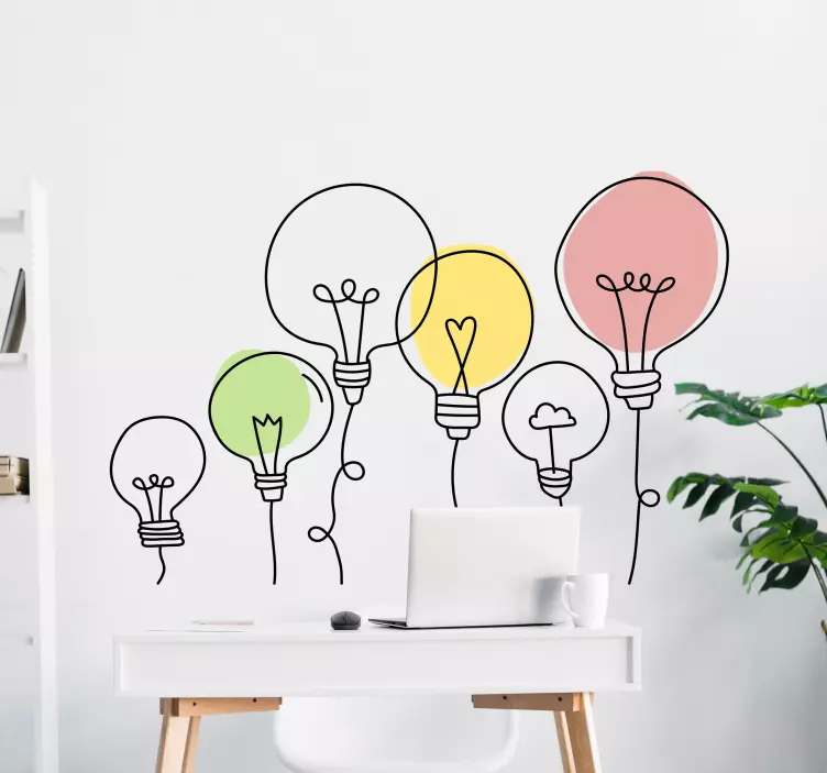 Colorful light bulbs decoration wall sticker - TenStickers