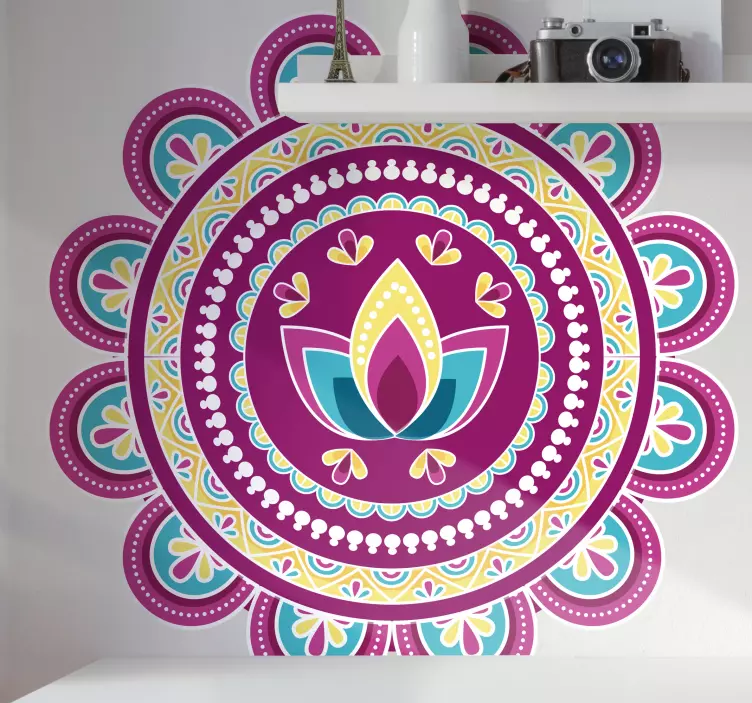Colorful Lotus Mandala nature wall sticker - TenStickers