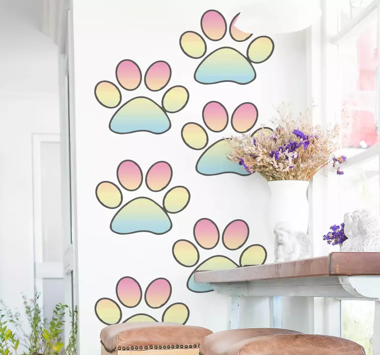 Colorful paw print  animal wall sticker - TenStickers