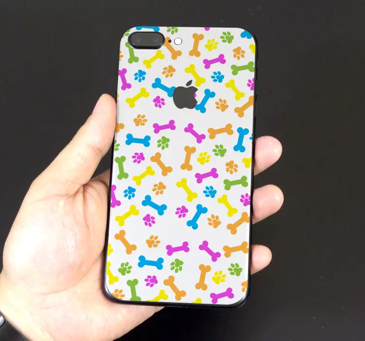 Colorful Paw Prints iPhone sticker - TenStickers