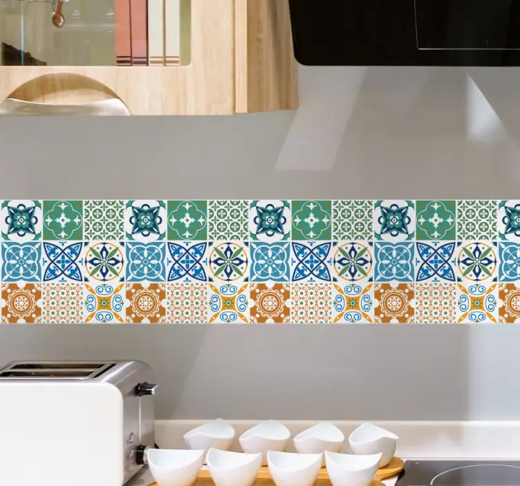 Colorful tile pattern tile sticker - TenStickers