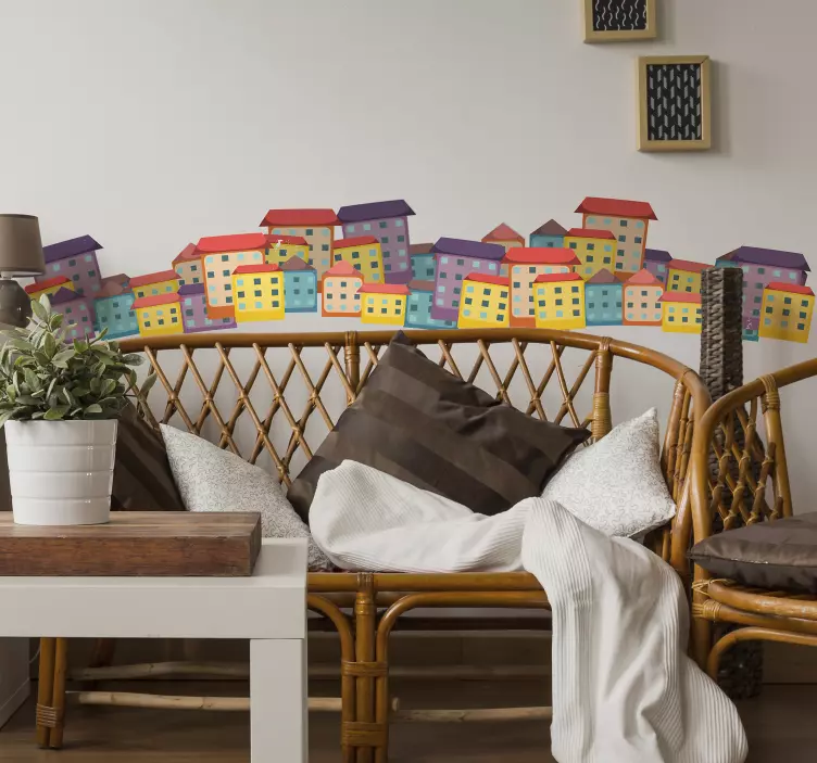 Coloured Houses Living Room Wall Decor - TenStickers