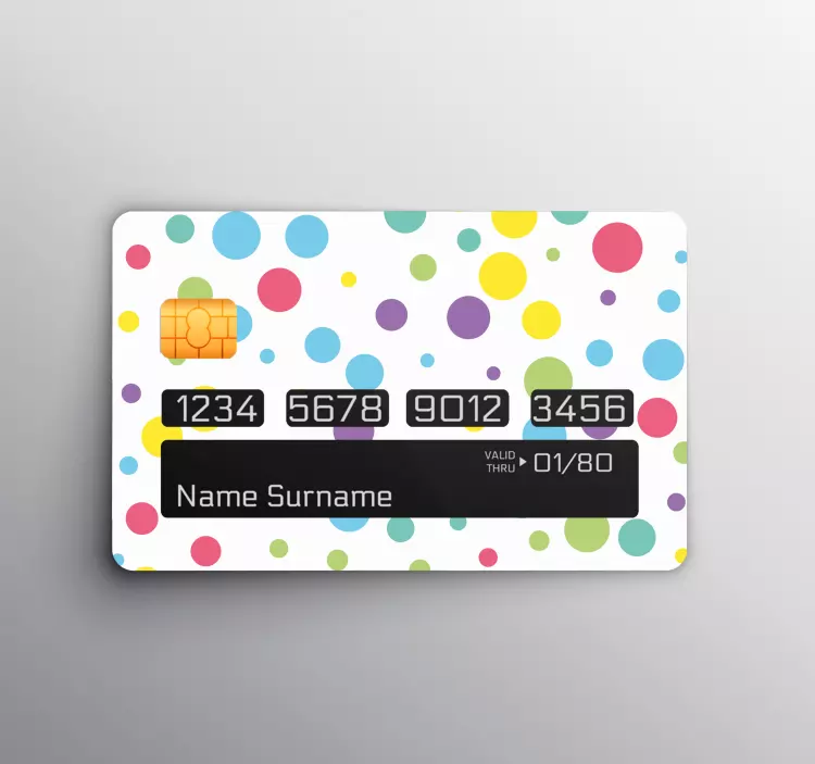 Colourful polka dot pattern credit card sticker - TenStickers