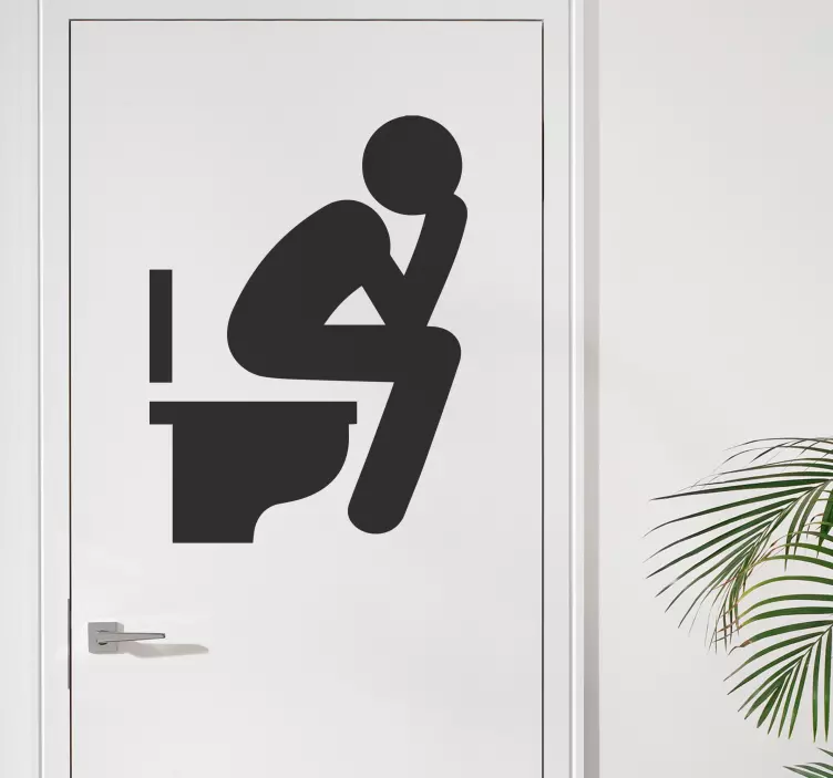Comical Bathroom Figure door sticker - TenStickers