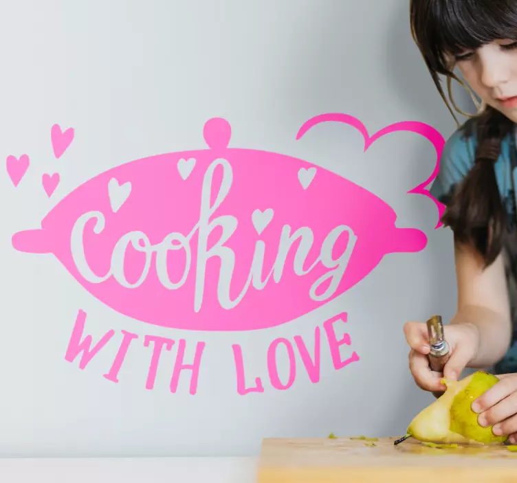 Cooking Love Quote cuisine wall sticker - TenStickers