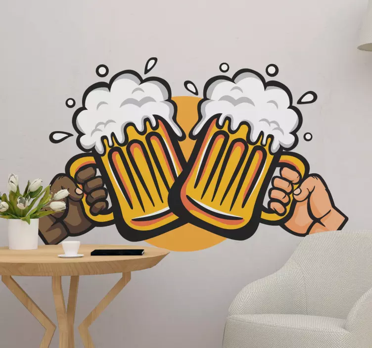 Cuisine wall sticker cheers beer mugs - TenStickers