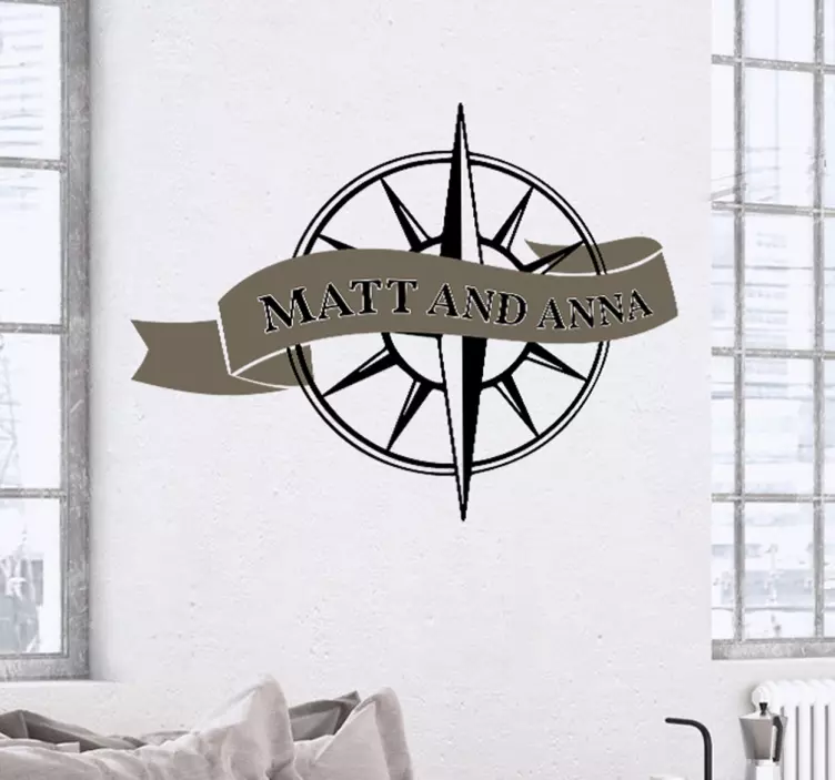 Customisable Compass Wedding Banner Sticker - TenStickers