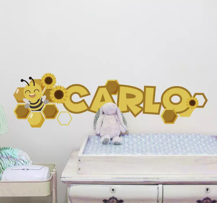 Customized Name with Bee wall stickers for kid - TenStickers