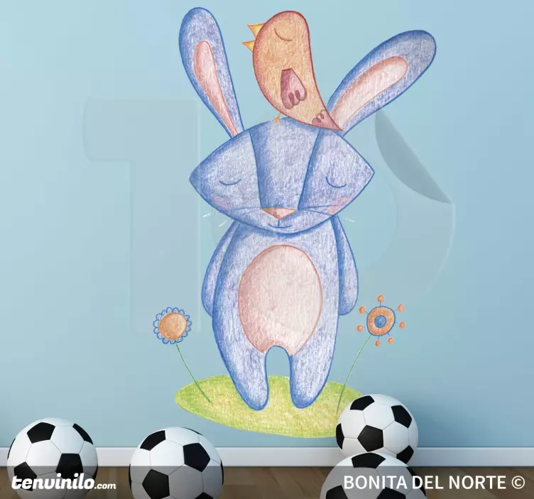 Cute Bunny Character farm animal wall sticker - TenStickers