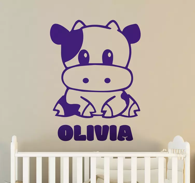 CUTE COW WITH CUSTOM NAME wall stickers for kid - TenStickers