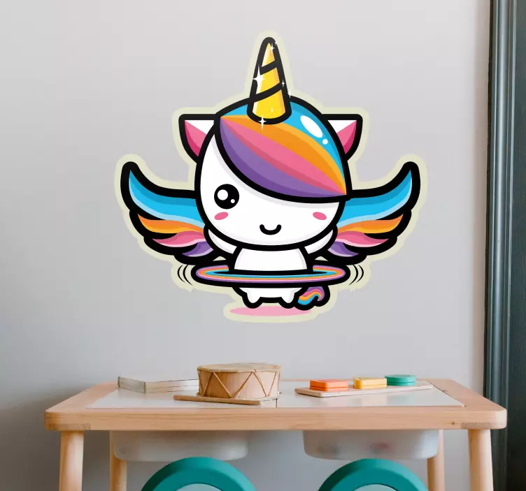 Cute flying unicorn illustration sticker - TenStickers