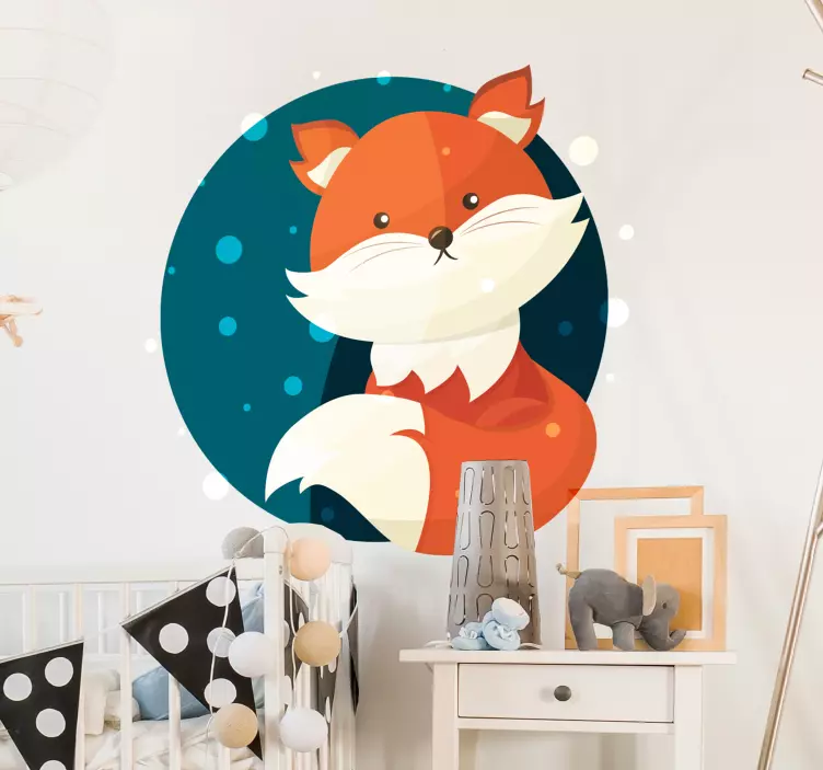 Cute fox drawing wild animal decal - TenStickers