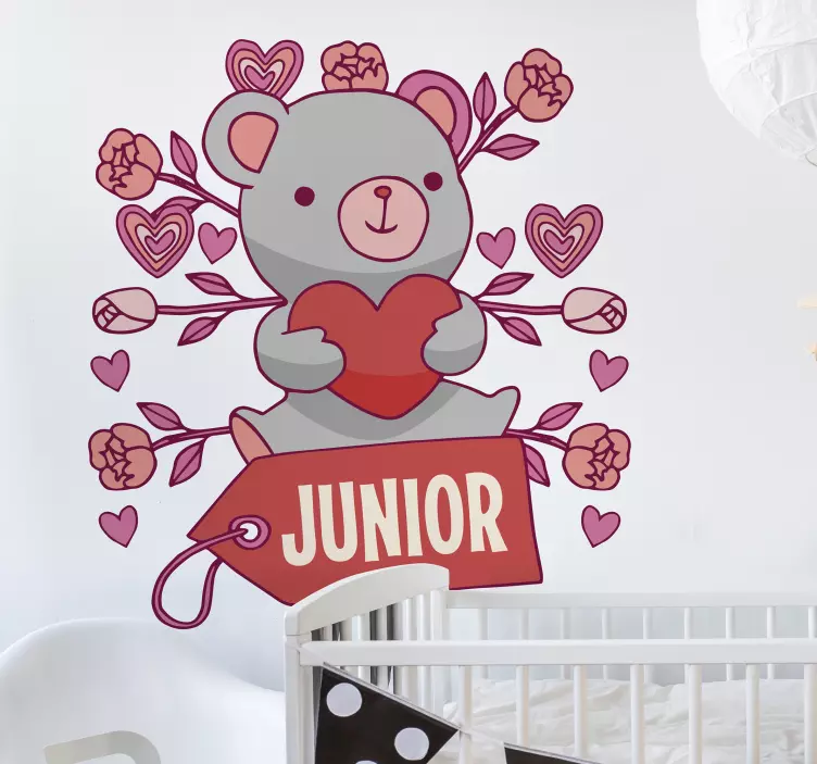 Cute Heartfelt Bear wall stickers for kid - TenStickers