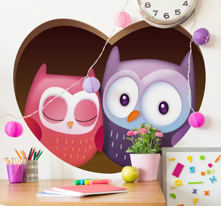 Cute Owl Couple wall sticker - TenStickers