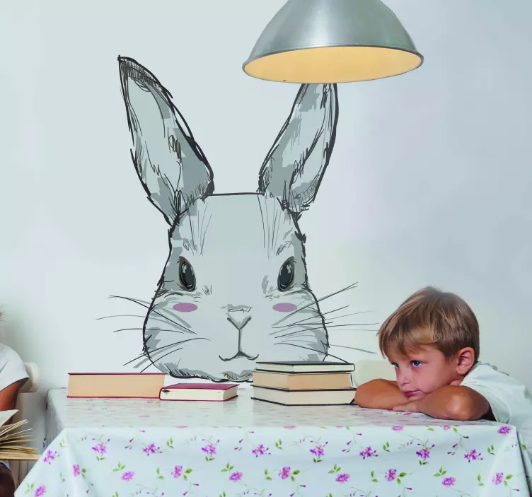 Cute rabbit head wall sticker - TenStickers