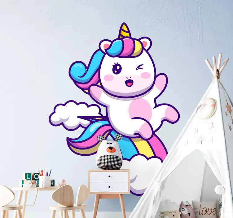 Cute Unicorn Character wall sticker - TenStickers