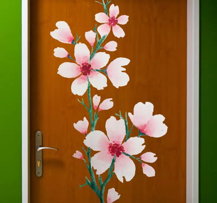 Cute white flowers design door sticker - TenStickers
