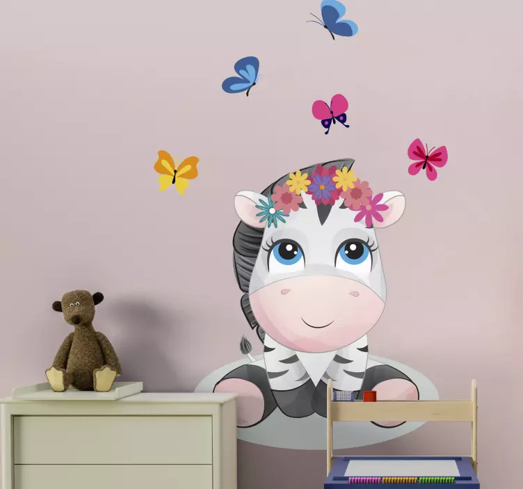 Cute Zebra Character wall sticker - TenStickers