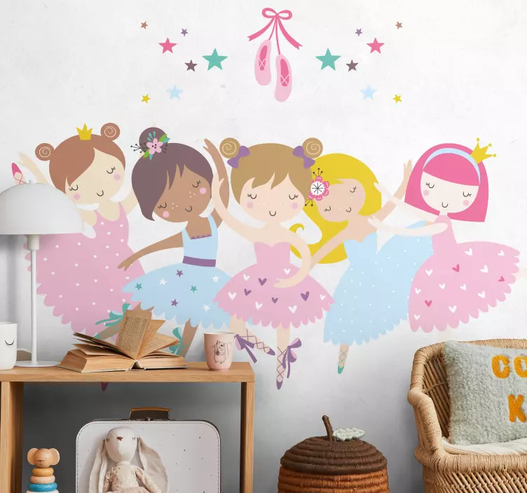 Dancing Ballerina Characters wall stickers for kid - TenStickers