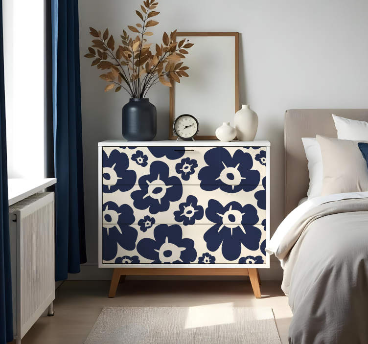 Dark blue poppy flower wall sticker - TenStickers