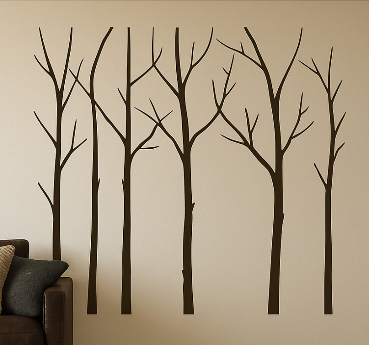 Dark Winter trees living room wall sticker - TenStickers