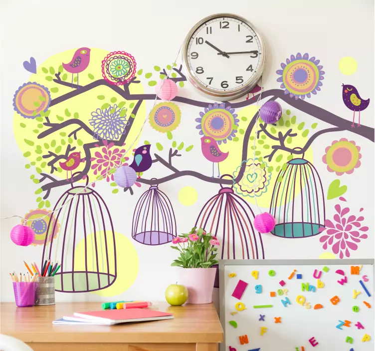 Decorative Bird Cage Decal - TenStickers