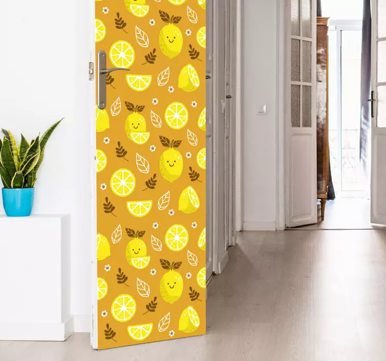 Door sticker cheerful lemon pattern - TenStickers