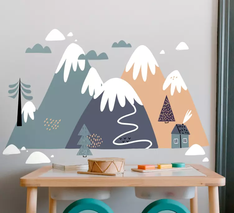 Drew silhouette mountain nature wall sticker - TenStickers