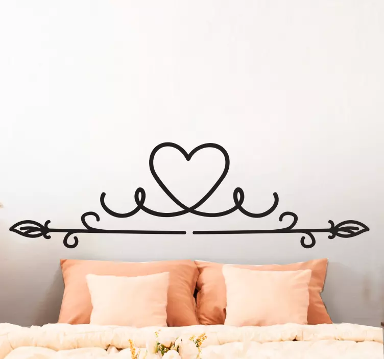 Elegant Heart Motif headboard wall sticker - TenStickers