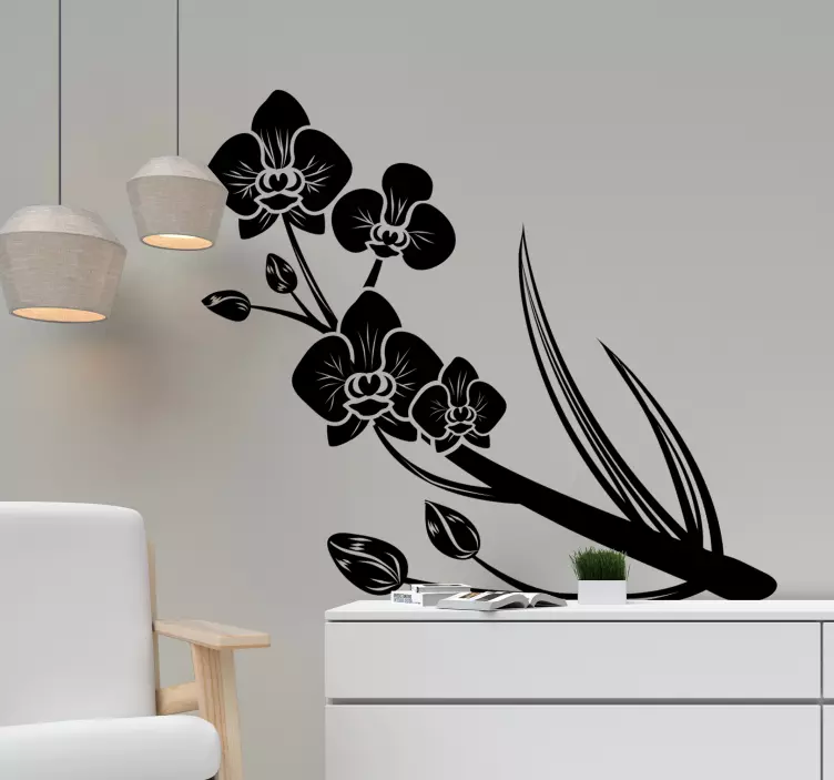 Elegant Orchid Branch flower wall sticker - TenStickers