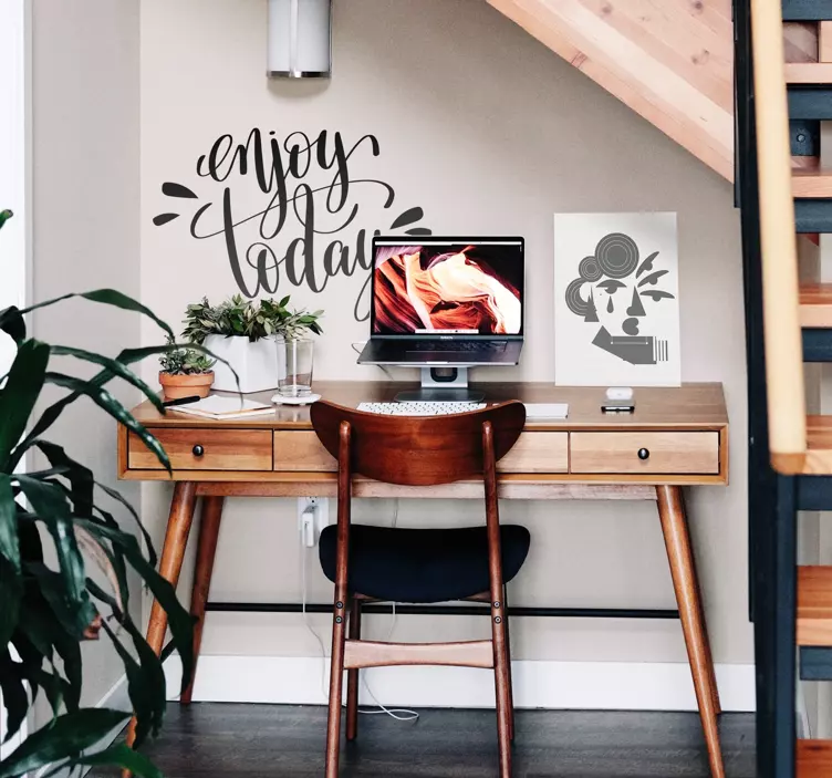 Enjoy today motivational phrase office wall sticker - TenStickers