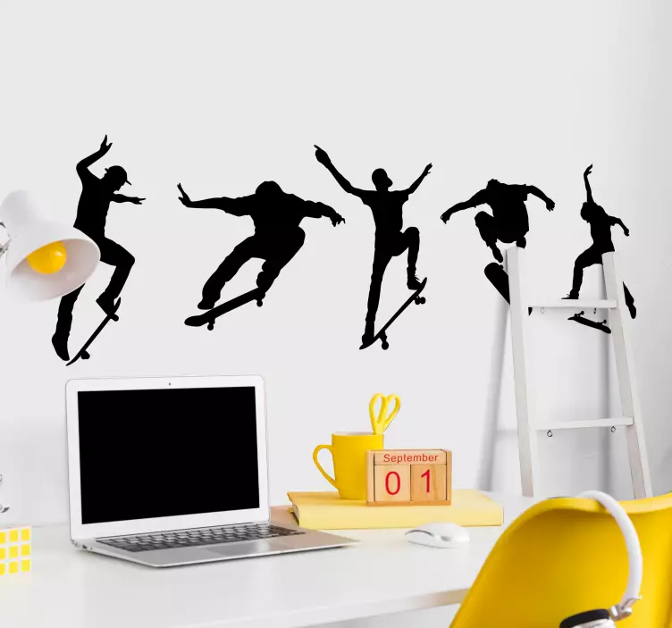 Extreme sports sticker skateboard trick silhouettes - TenStickers