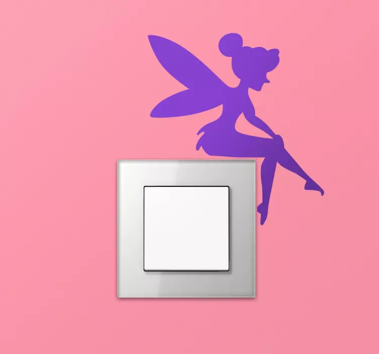 Fairy sitting on a light switch sticker - TenStickers