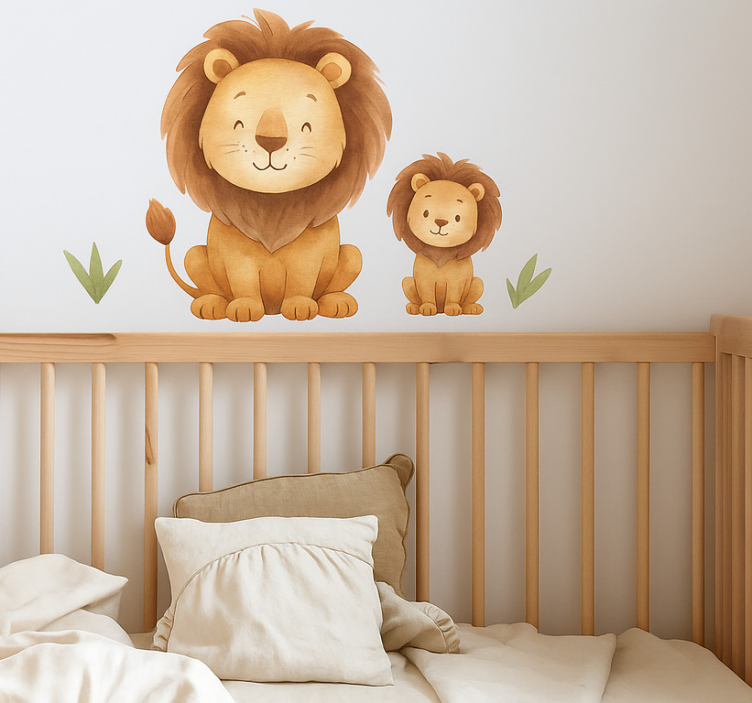 Father and son lion illustration sticker - TenStickers