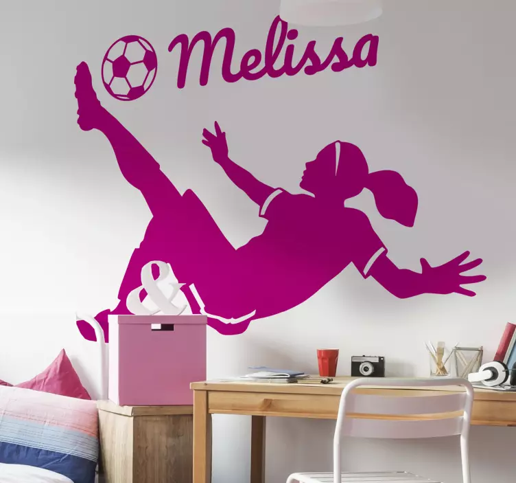 Female Footballer Personalised Sticker - TenStickers