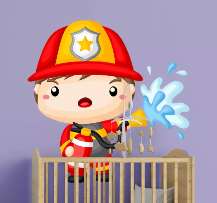 Firefighter Cartoon Character wall stickers for kid - TenStickers