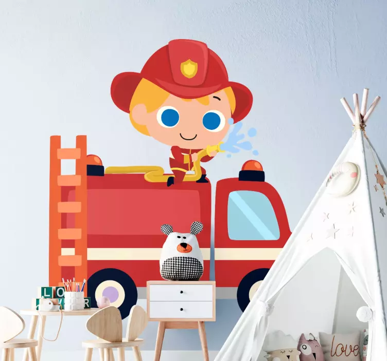 Firefighter Character Artwork wall stickers for kid - TenStickers