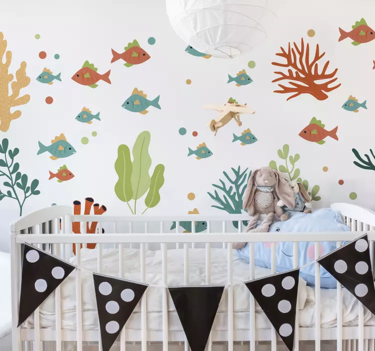 Fish wall sticker vibrant underwater scene - TenStickers