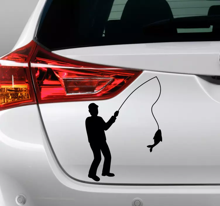 Fisherman with fish Car Sticker - TenStickers