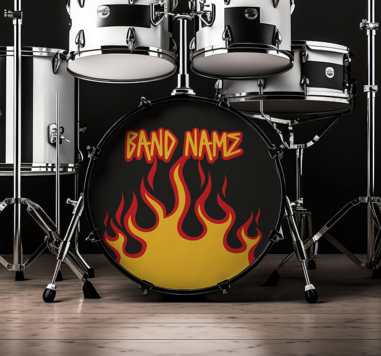 flames bass drumhead custom sticker - TenStickers