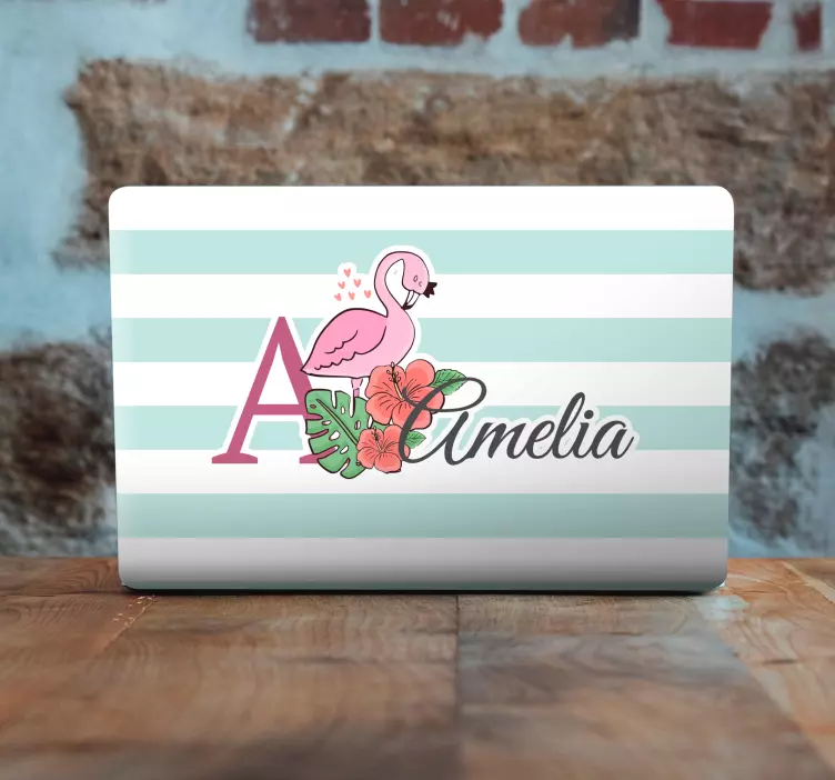 Flamingo Floral Initial laptop skin - TenStickers